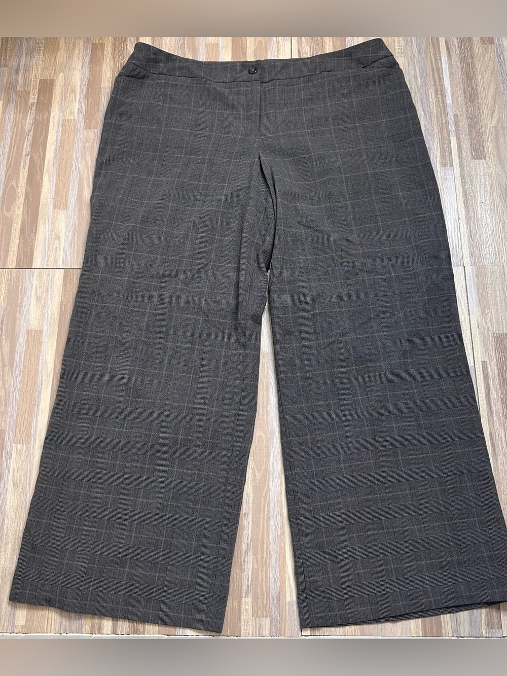 Lane Bryant Charcoal Plaid Wide-Leg Trousers Women’s Size 20